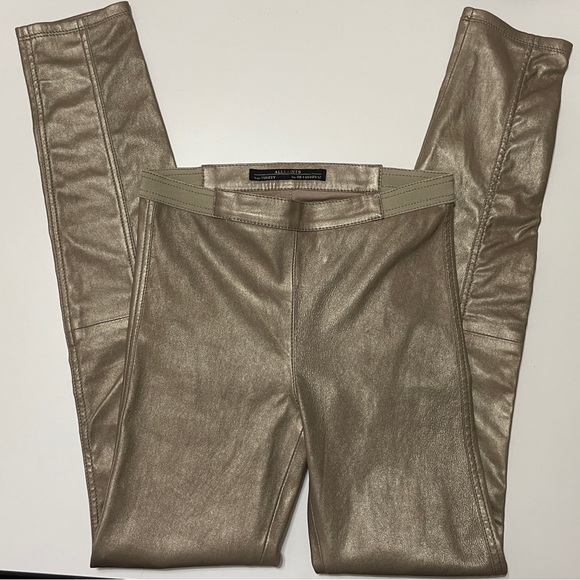 All Saints Leather Asser Metallic Leggings - Picture 1 of 4